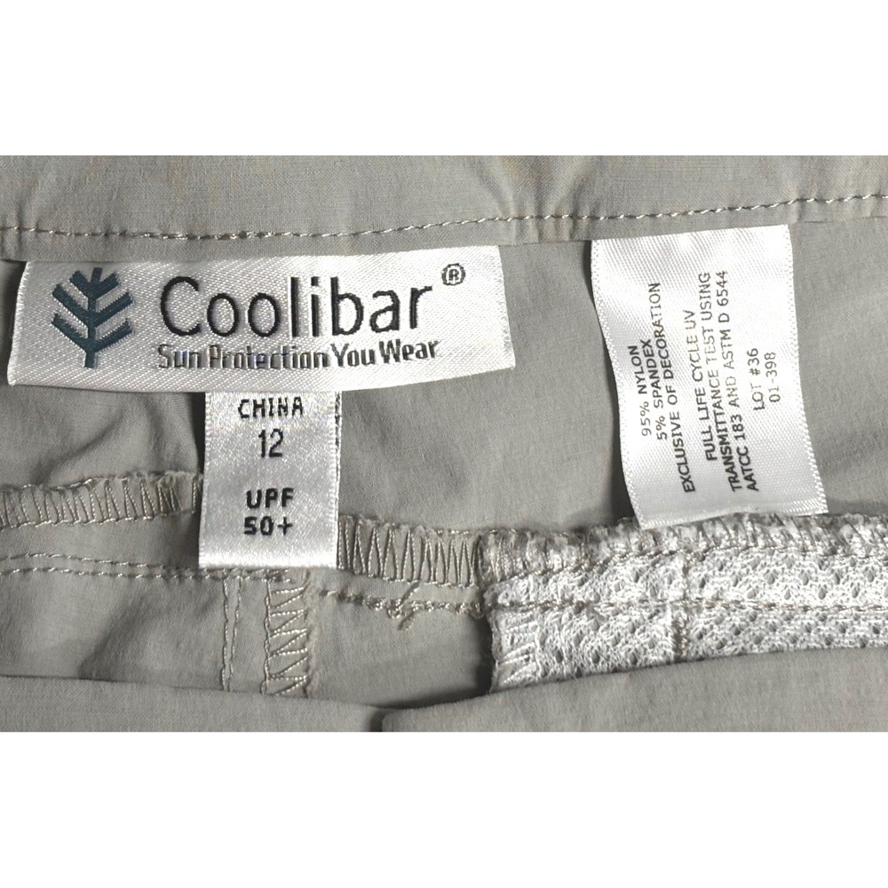 Coolibar Capri Pants 12 Gray Women Hiking Sun Protection UPF 50+ Cargo Stretch - Picture 5 of 11